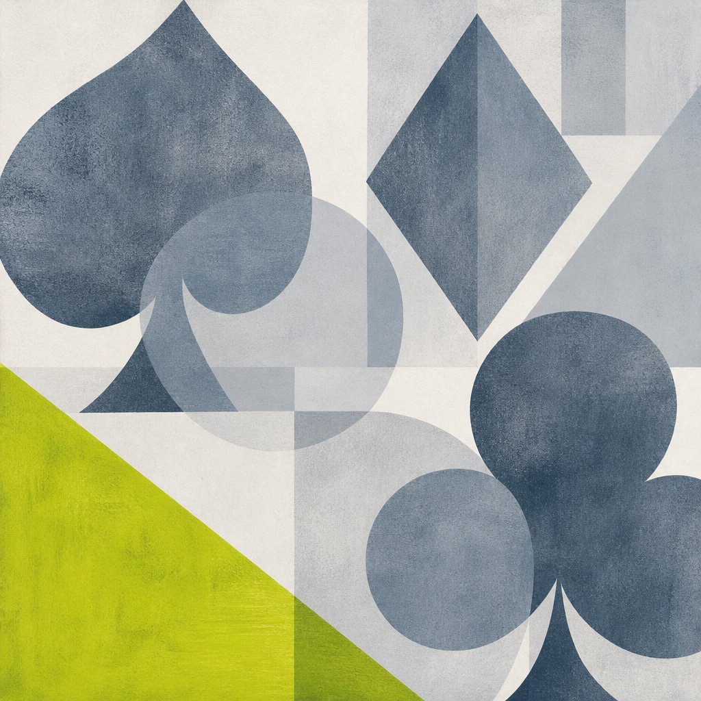 Abstract slate and lime card-suit motif