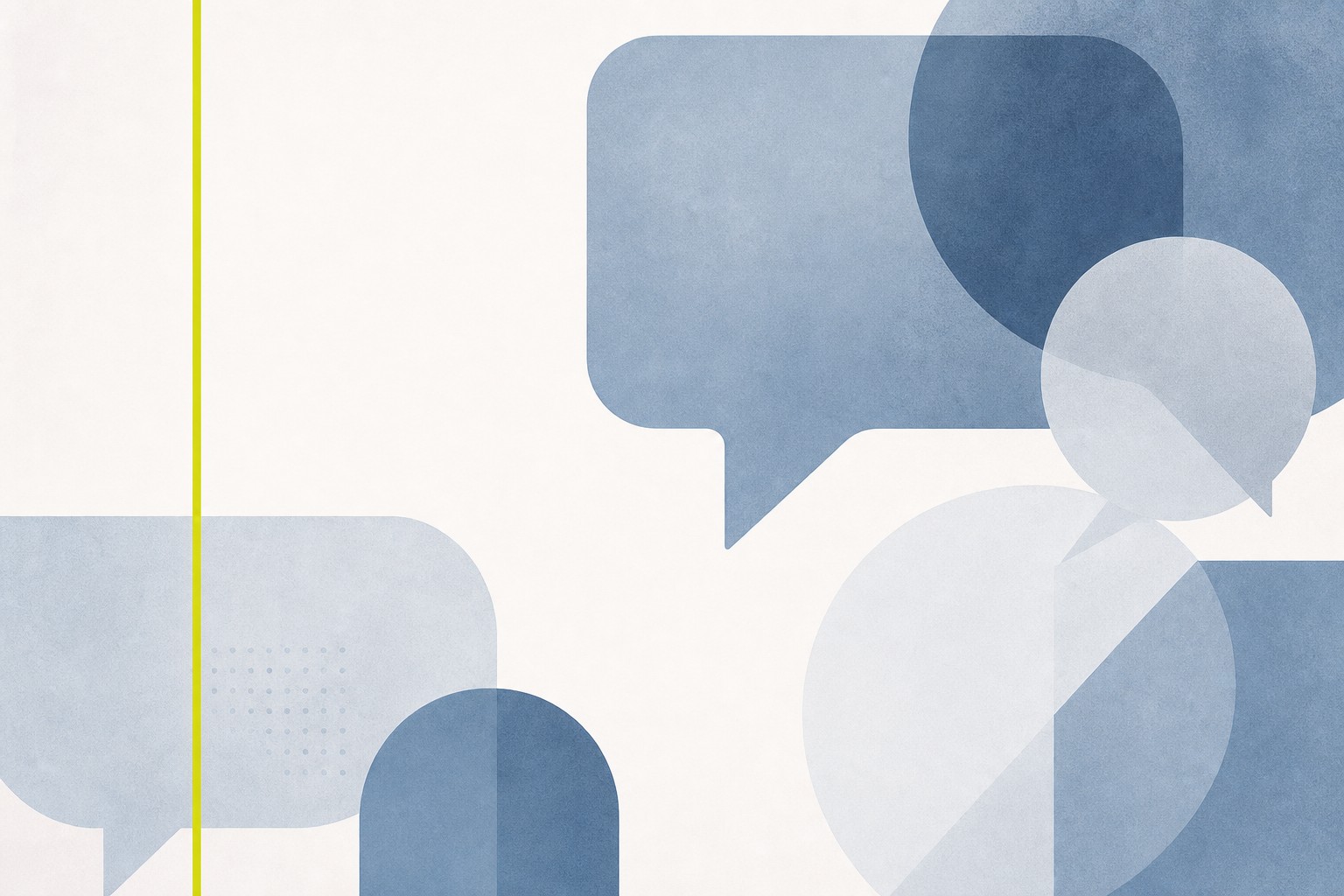 Abstract speech-bubble geometry in slate blue